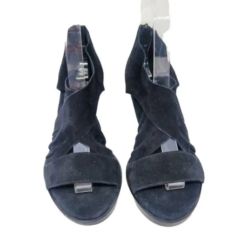 Eileen Fisher Strappy 3 Inch Block Heel Zipper Back Open Toe Heel Shoes Size 5.5